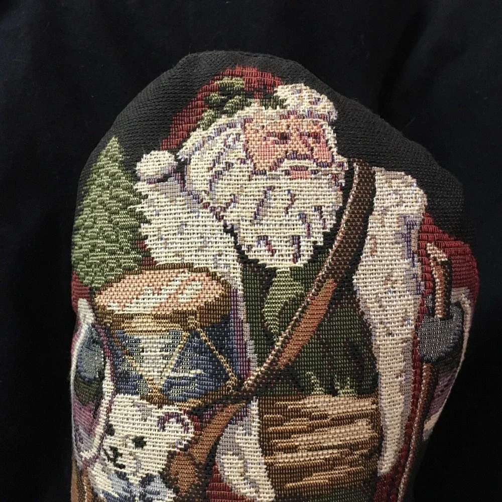 Santa Christmas Tapestry Door Stop Pillow Standing